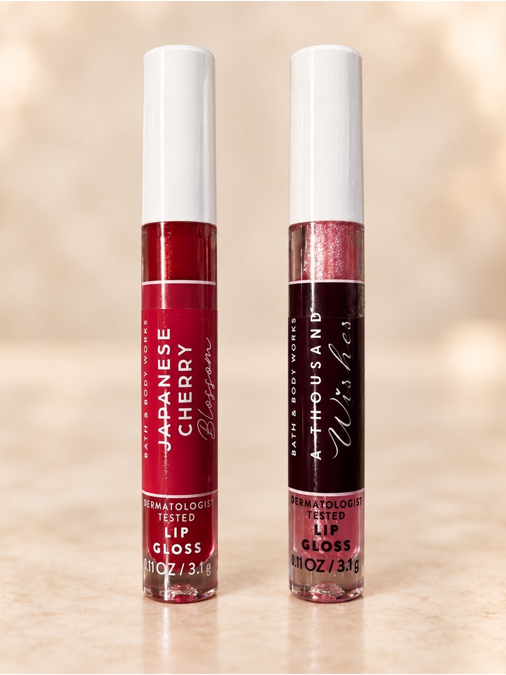 Bath & Body Works Lip Gloss Set Japanese Cherry Blossom & A Thousand Wishes